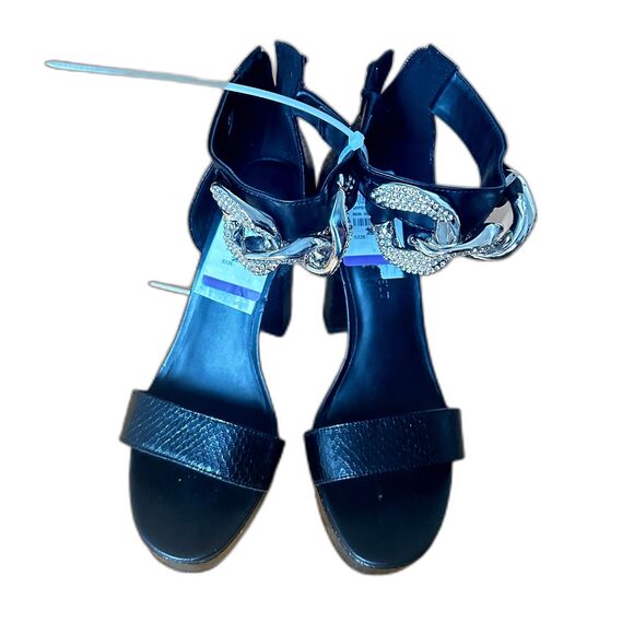 Karl Lagerfeld Black Platform Heels with Chain Detail – Size 8 - Picture 2 of 7